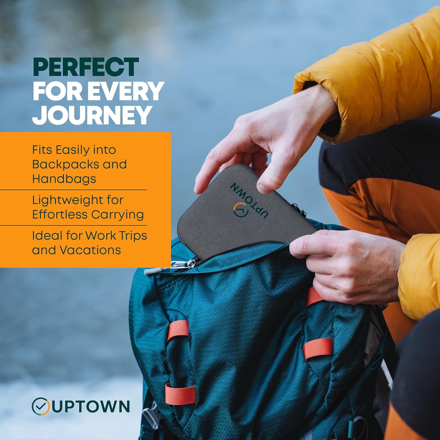 Uptown 7- Piece Travel Charging Tech Bundle – 10,000mAh Portable Charger, 45W GaN Wall Adaptor, 48W Car Charger & 4 Cables with Cord Organizer – Travel Essentials for Phones, Tablets & Laptops