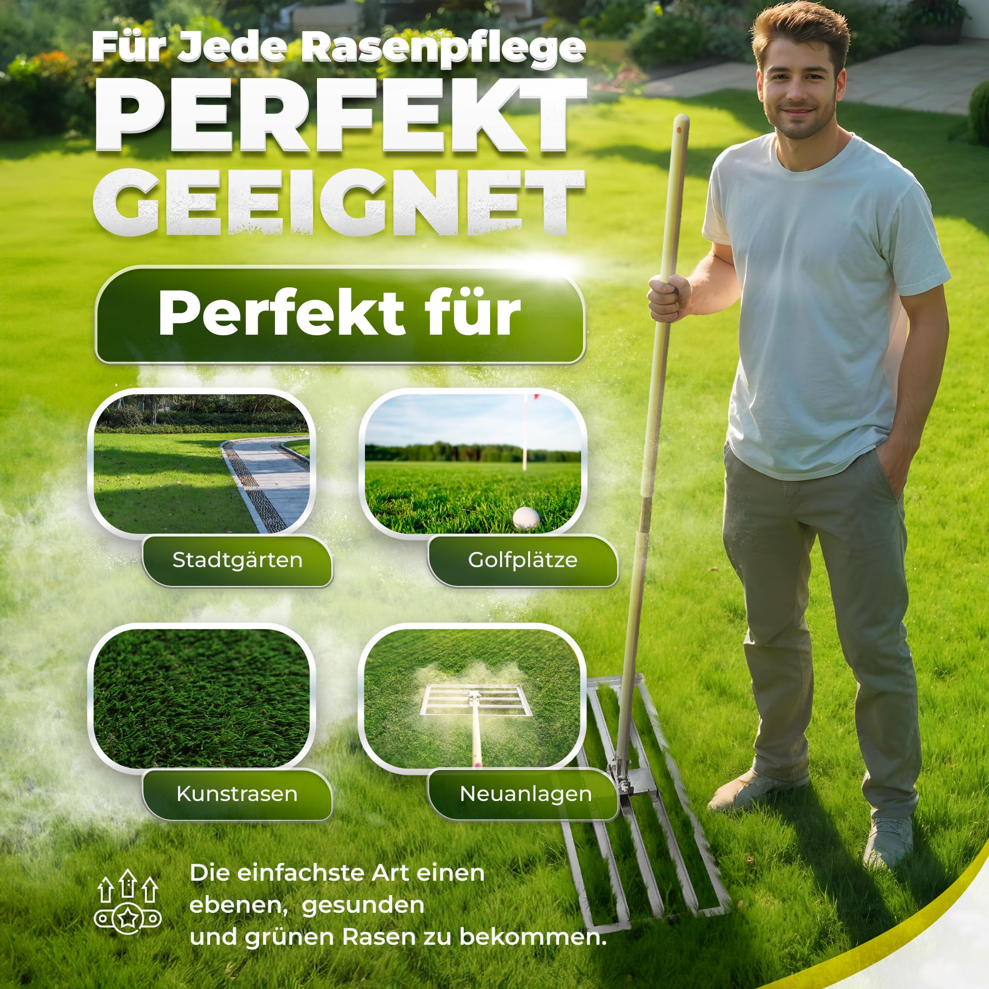JH-Mech Hergestellt Green Lawn Rake Level Rasen werkzeug für Garten bedarf Reche