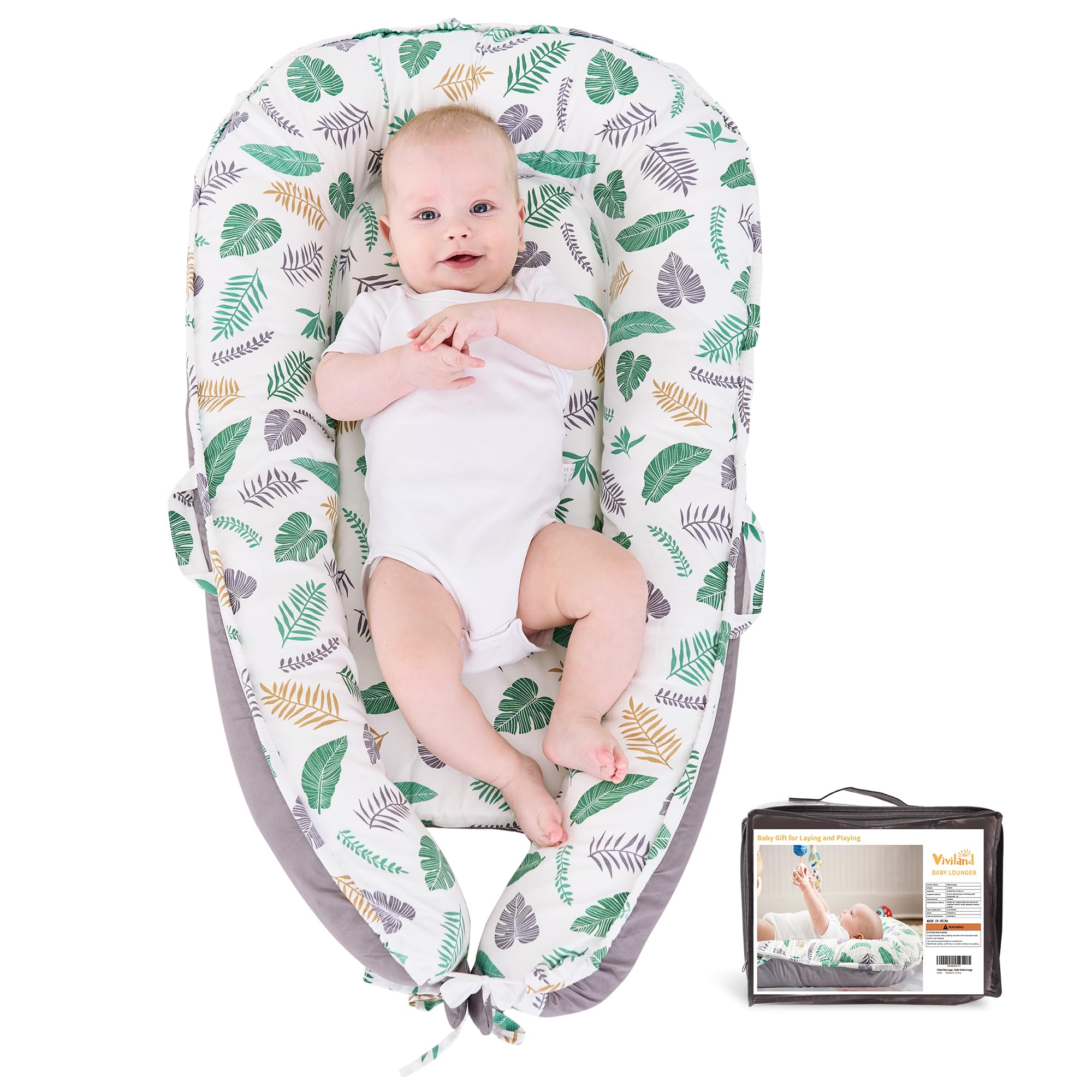 Baby Lounger - Baby Lounger for Newborn 0-24 Months Infant Lounger for Home and Travel Soft Cotton Baby Nest Lounger Newborn Babies Essentials Gifts