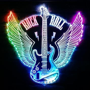 ADVPRO Guitar Angel Wings Rock n Roll Music RGB Dynamic Glam LED Sign - Cut-to-Edge Shape - Smart 3D Decoration - Multicolor Signage st06s44-fnd-i0026-c
