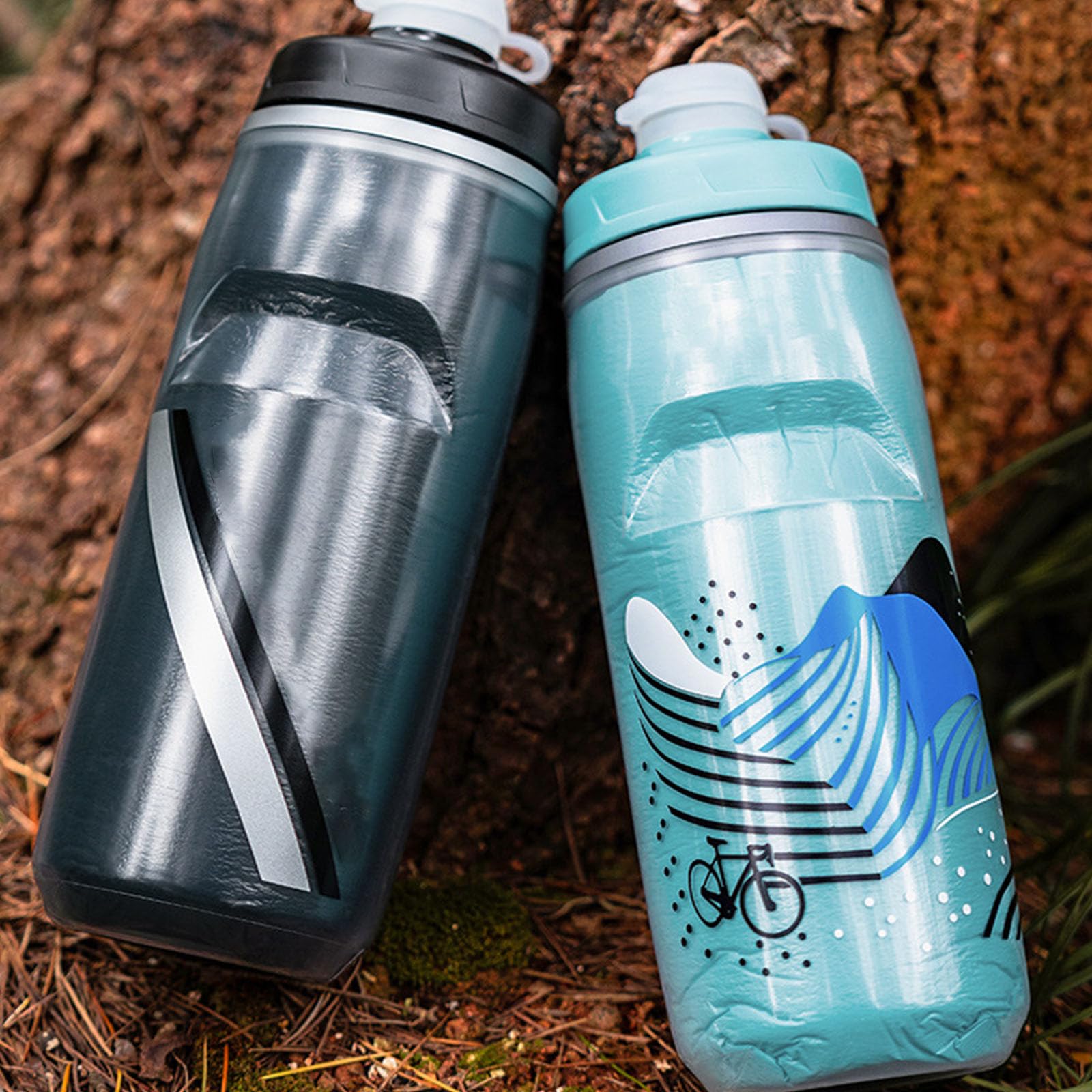 High Flows Boquillas Universales Botellas de agua para bicicleta, botellas de ciclismo con doble aislamiento para fitness al aire libre, botella térmica con exprimidor