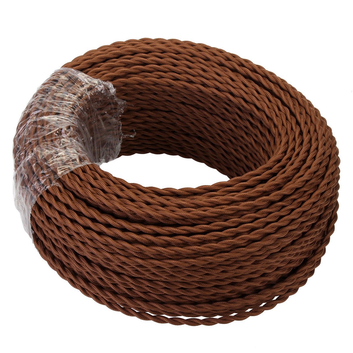 10 Metres - Brown 2 Core Twisted Vintage Italian Braided Antique Fabric Lighting Cable | Woven Silk Rayon | Flexible Wire Cord |Pendants - Table Lamps - Floor Lighting UK & European Approved Standards