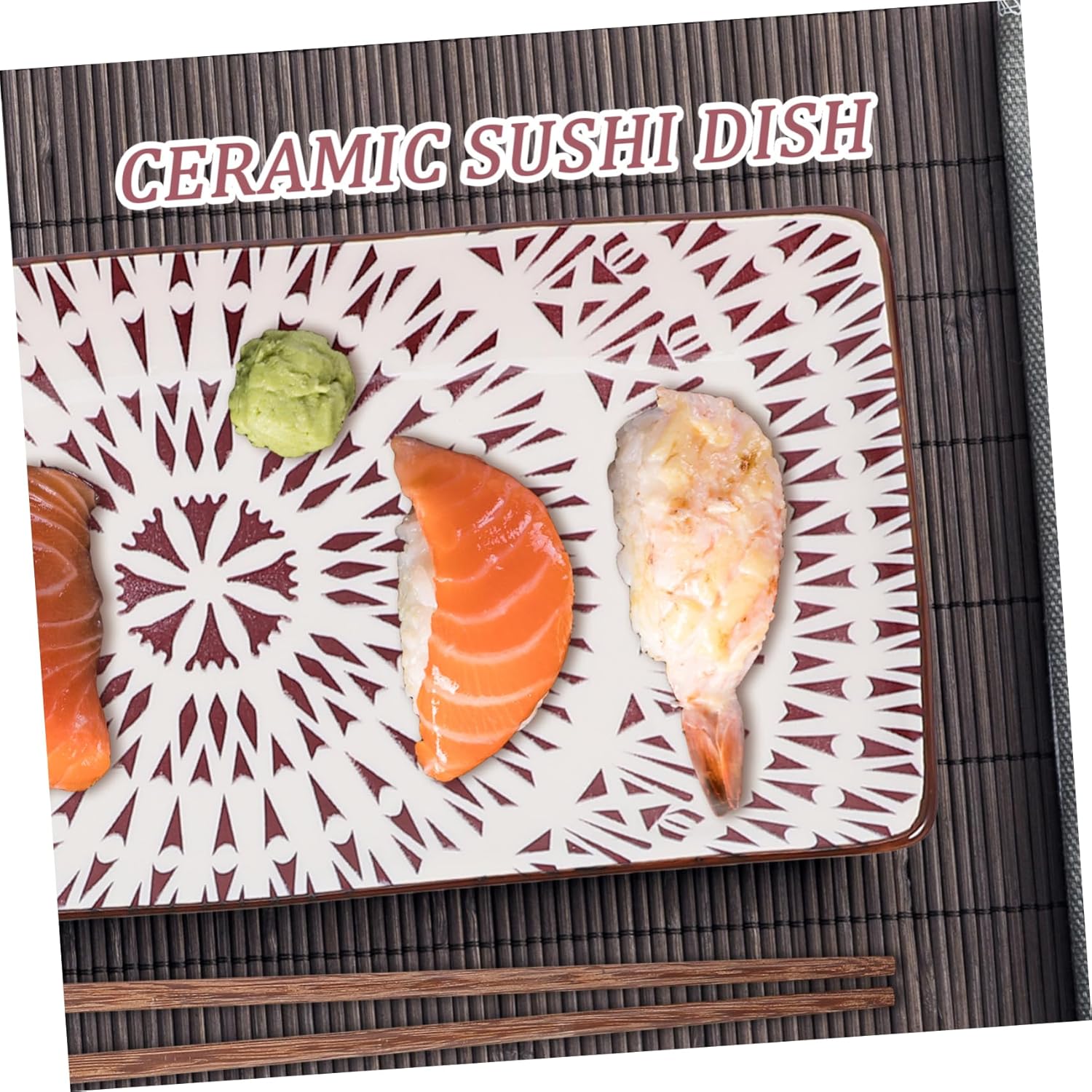 Mikinona 2sets Japanese Sushi Plate Set Sashimi Plates Sauce Bowls Chopsticks Elegant Dining Tray for Sushi Snacks Desserts for Family Gatherings and Parties