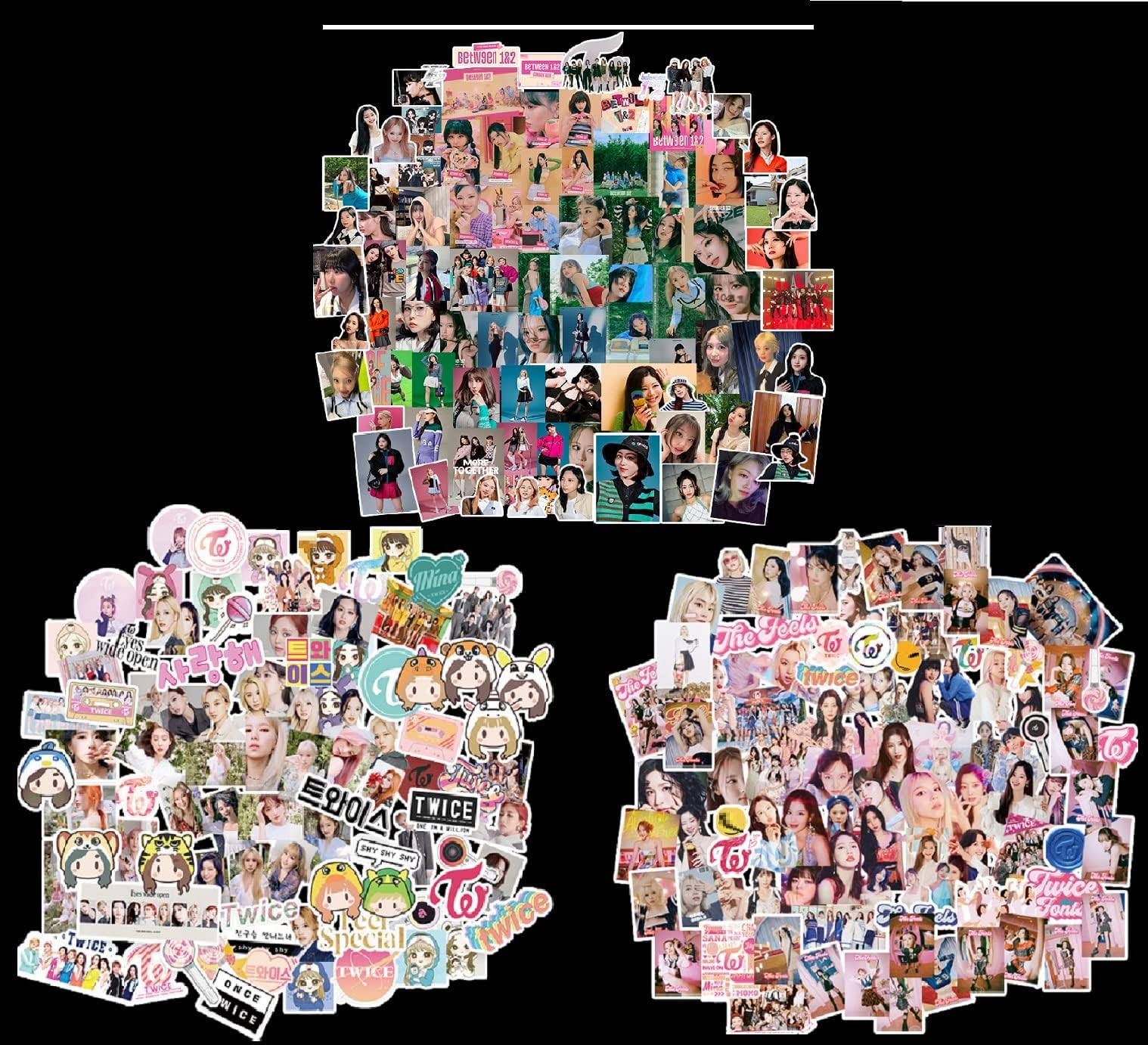 3Pack/260Pcs Twice Stickers Vinyl Waterproof Album Photo Sticker for Laptop Phone Case Charger Luggage Decoration