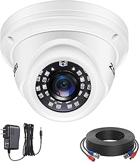 ZOSI 1 Pack 1080P 1920TVL Home Security Cameras Outdoor Indoor,80ft Night Vision, Weatherproof 2MP Surveillance Camera,Work for 720P/1080P/5MP/4K HD-TVI,AHD,CVI Analog CCTV DVR System(White)