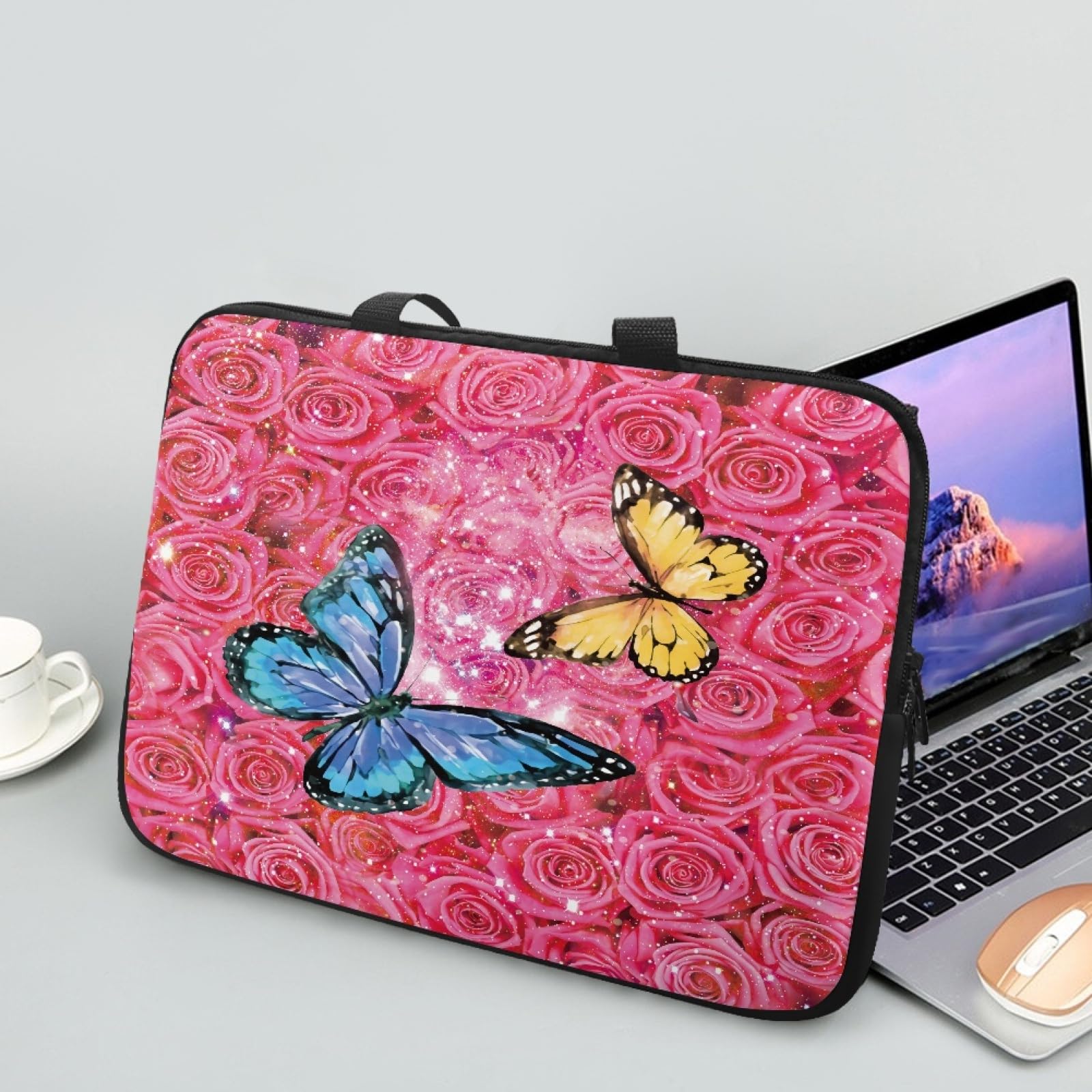 Surwin Laptop Hülle Mit Blumenmuster – Wasserabweisend, Stoßfest, Mit Griff, Für 10 Zoll Geräte