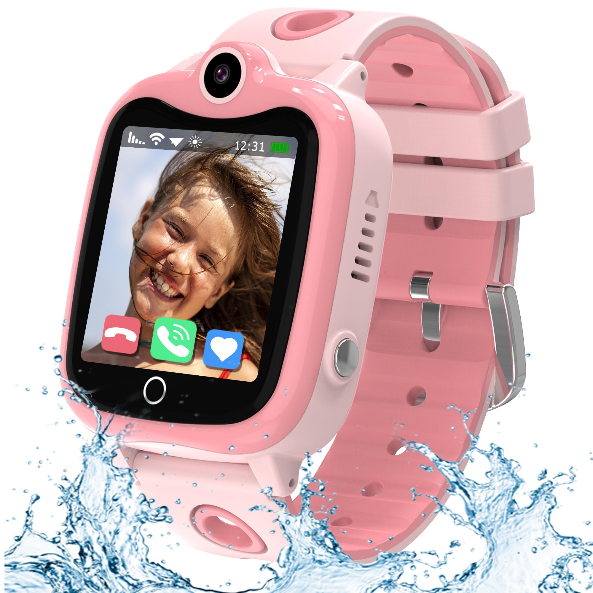 YEDASAH Reloj Inteligente Niño 4G, Rosado Smartwatch para Niños con GPS,SOS,Videollamada,Localizador y Llamadas Modo Escolar SMS, Smartwatch para Niñas y Niños Regalo de Cumpleaños de Navidad