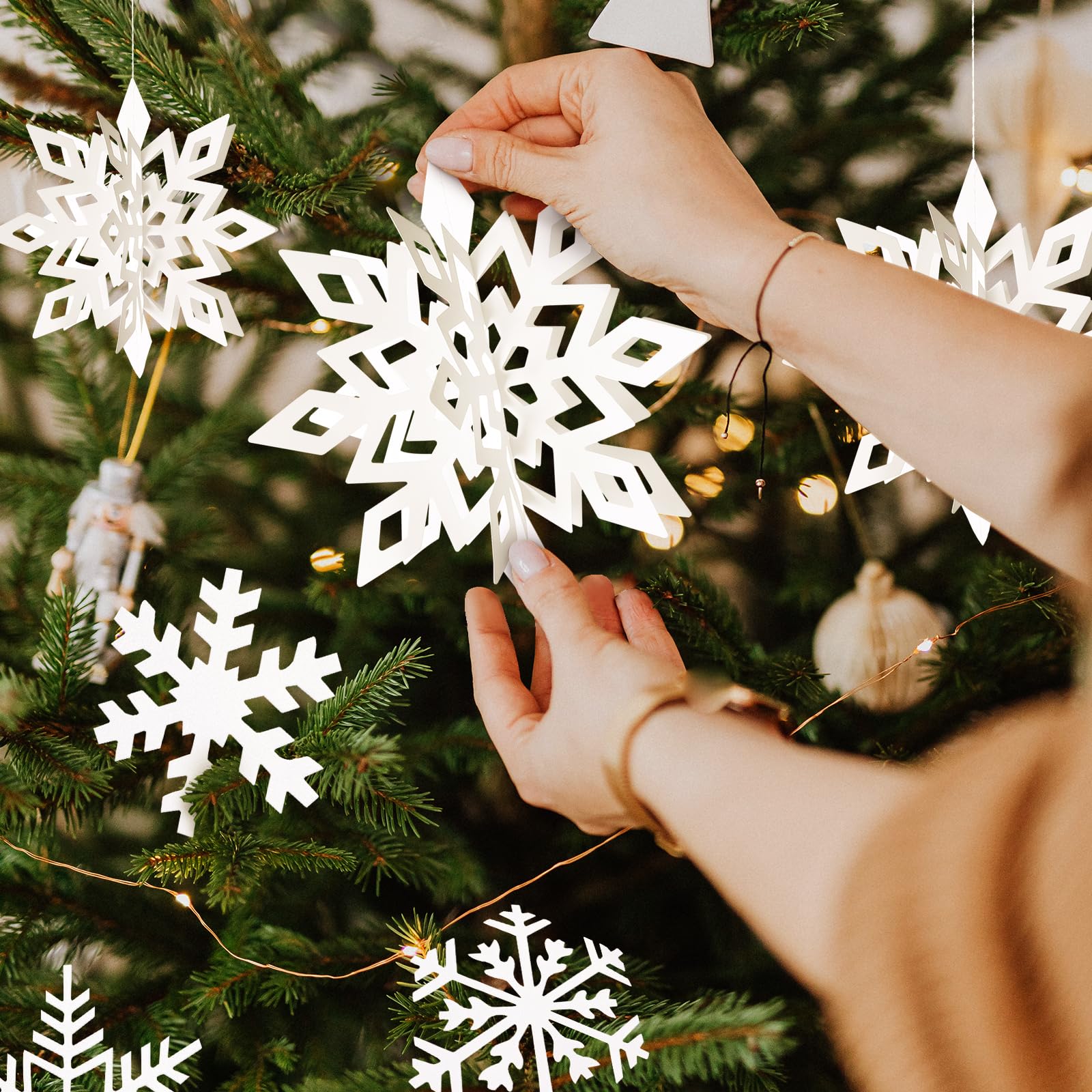 Amazon.co.jp: 30ピース 冬 クリスマス 吊り下げ 雪の結晶 装飾 3D 雪