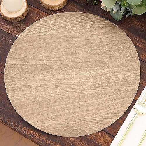Efavormart - Juego de 6 manteles individuales de papel natural de 13 pulgadas con diseño de madera de nogal, manteles redondos desechables para mesa