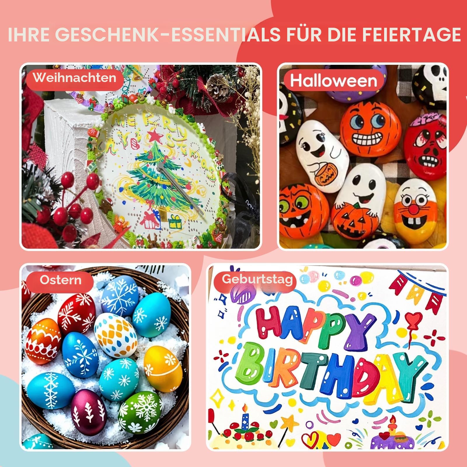 Arrtx Acrylstifte für Steine Wasserfest, 60 Farben Acrylstift Pinsel Spitze, Acryl-Marker, Schnelltrocknend und Ungiftig, Kunstbedarf für Stein, Glas, Ei, Holz, Met, Keramik, DIY Handwerk