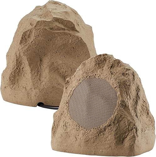 Theater Solutions 2R4S - Juego de 2 altavoces de piedra arenisca para exteriores, patio, piscina, spa