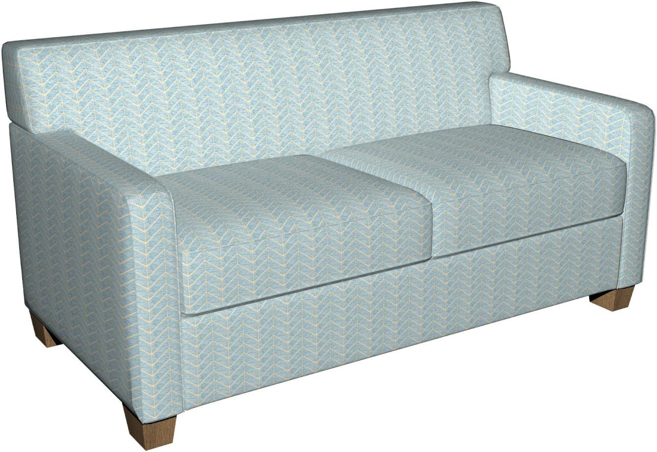 Aqua Light Blue Woven Chevron Chenille Upholstery Fabric by The Yard - SKU: Atlas Azure