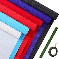 Vista 12 de Gersoniel 57 piezas de papel crepé de flores de bricolaje, 6 rollos de hojas de papel de crepé de 1.58 onzas, 50 piezas de alambre de hierro floral