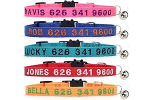 Personalized Cat Collars: Embroidered Safety Breakaway Customized ID Name Collars with Bell for Cat Kitten