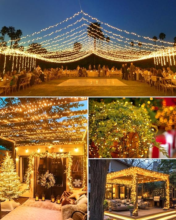 Dalugo Solar Garden Lights Outdoor, 5m 50 LED Solar Powered String Lights, Waterproof Warm White Fairy Lights 8 Modes for Garden, Patio, Yard, Festival, Party Decorations [Energy Class G]