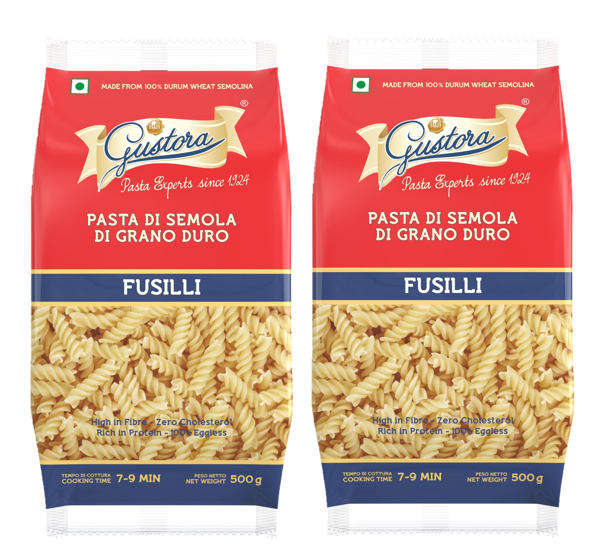 Gustora Fusilli Pasta Combo, 500 Grams (Pack of 2) I Pasta Combo Made of 100% Durum Wheat Semolina I Rich in Protein & Fibre I Zero Cholesterol I No Trans-fat I Cooking Time 10 Min (500g X 2) (B01L6VASY4) Amazon Price History, Amazon Price Tracker