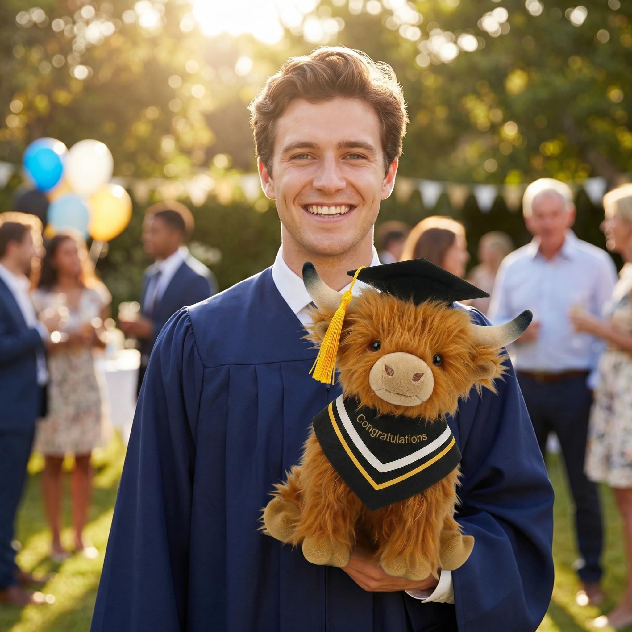 GADITIEK Graduation Gifts 2026 Highland Cow Plush – 25CM Large Graduation Bear Alternative, Soft Keepsake with Cap & Gown, Graduation Gift for Her Him, Unique Graduation Present — view 5