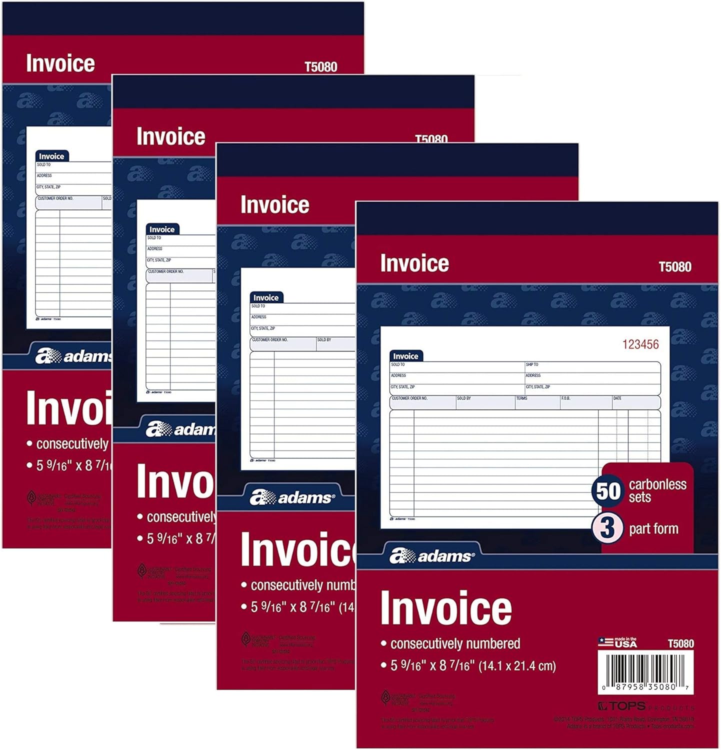 Amazon.com : Adams Invoice Book, 3-Part, Carbonless, 5-9/16 x 8-7/16 ...