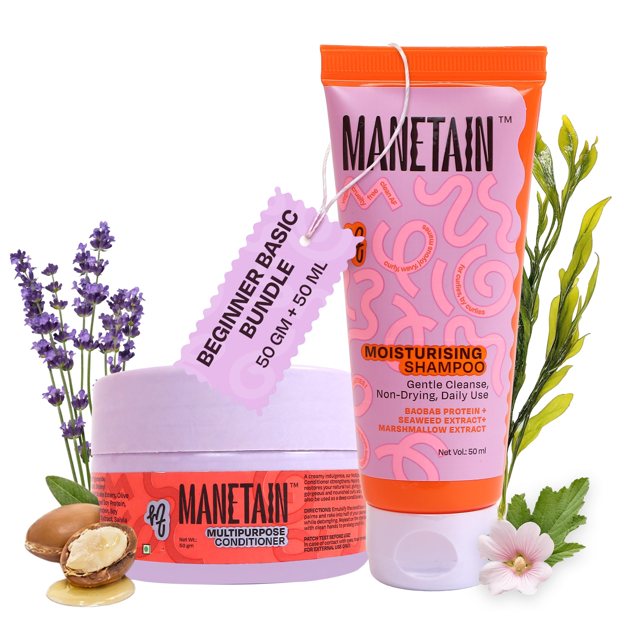 MANETAIN Beginner Basic Bundle | Moisturising Shampoo 50ml & Multipurpose Conditioner 50gm | Protein/Moisture Balanced for Curly, Wavy & Frizzy Hair | Frizz Control, Hydrating, Strengthening, Curl Enhancing | CG Friendly-image-16
