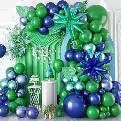 Miniatura 31 de Kit de arco de globos azules y amarillos, kit de guirnalda de globos de látex con globos de estrella de aluminio 4D para baby shower, aniversario