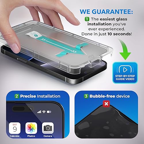 Miniatura 2 de Deppa Paquete de 2 protectores de pantalla premium para iPhone 15 Pro Max (6.7 pies) de vidrio templado de borde a borde cobertura completa |