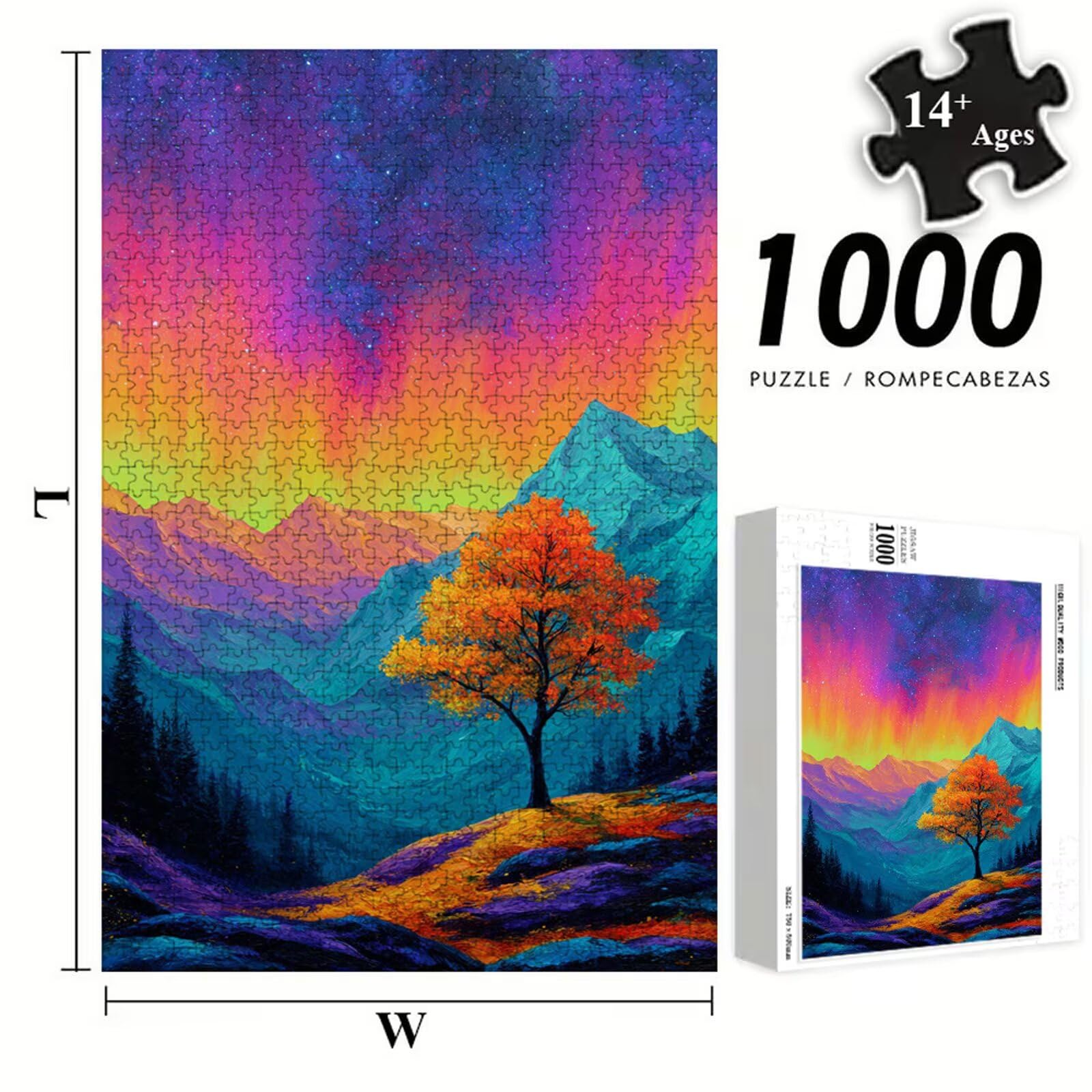 Puzzle 1500 Piezas Adultos Abstracto & Árbol, Rompecabezas con Letras Traseras y Póster, Pasatiempo Antiestrés, Decoración de Pared, Regalo Decorar Mujer Hombre 87 x 57 cm (14 Años +) P3#913