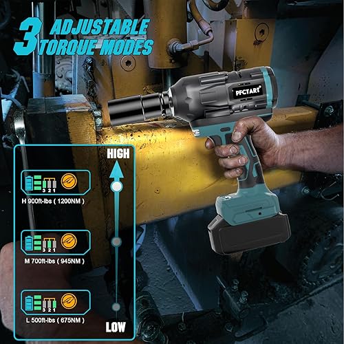 Miniatura 5 de Llave de impacto inalámbrica de 12 pulgada sin escobillas, pistola de impacto de alto par de 1200 Nm (900 pies-libras) con 2 baterías de 4.0 Ah,