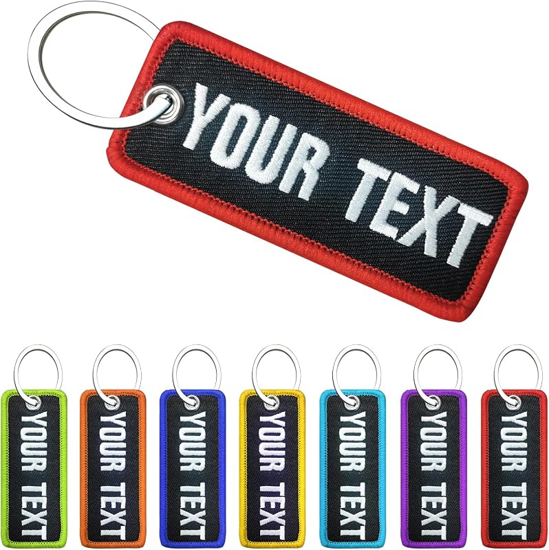 Motorcycle key tag, personalized motorcycle keychain for women, custom embroidered Keyrings, Keychains & Charms Label