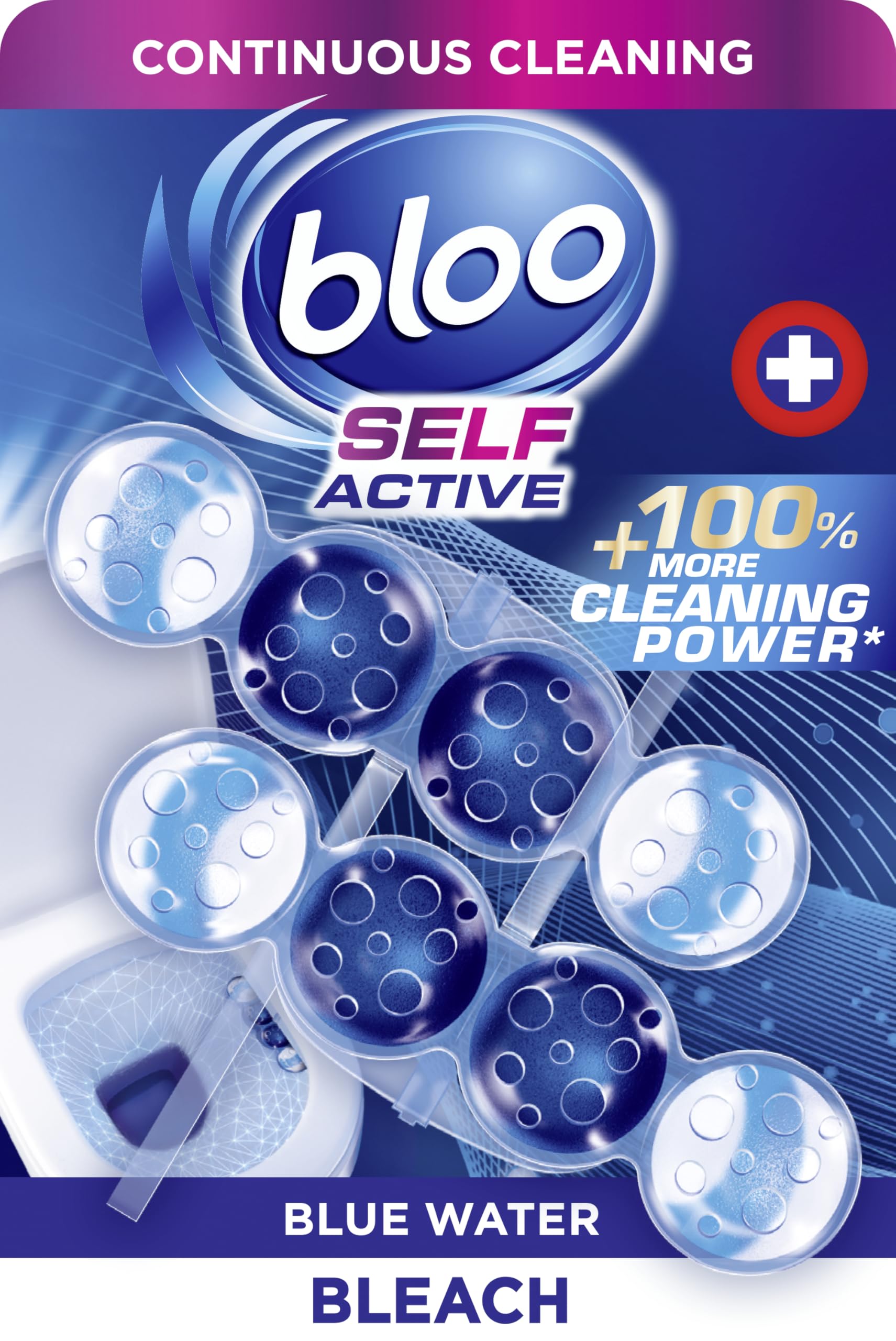 Bloo Self Active Duo Bleach Toilet Rim Block. Hanging Toilet Rim Block with 100% more Cleaning Power