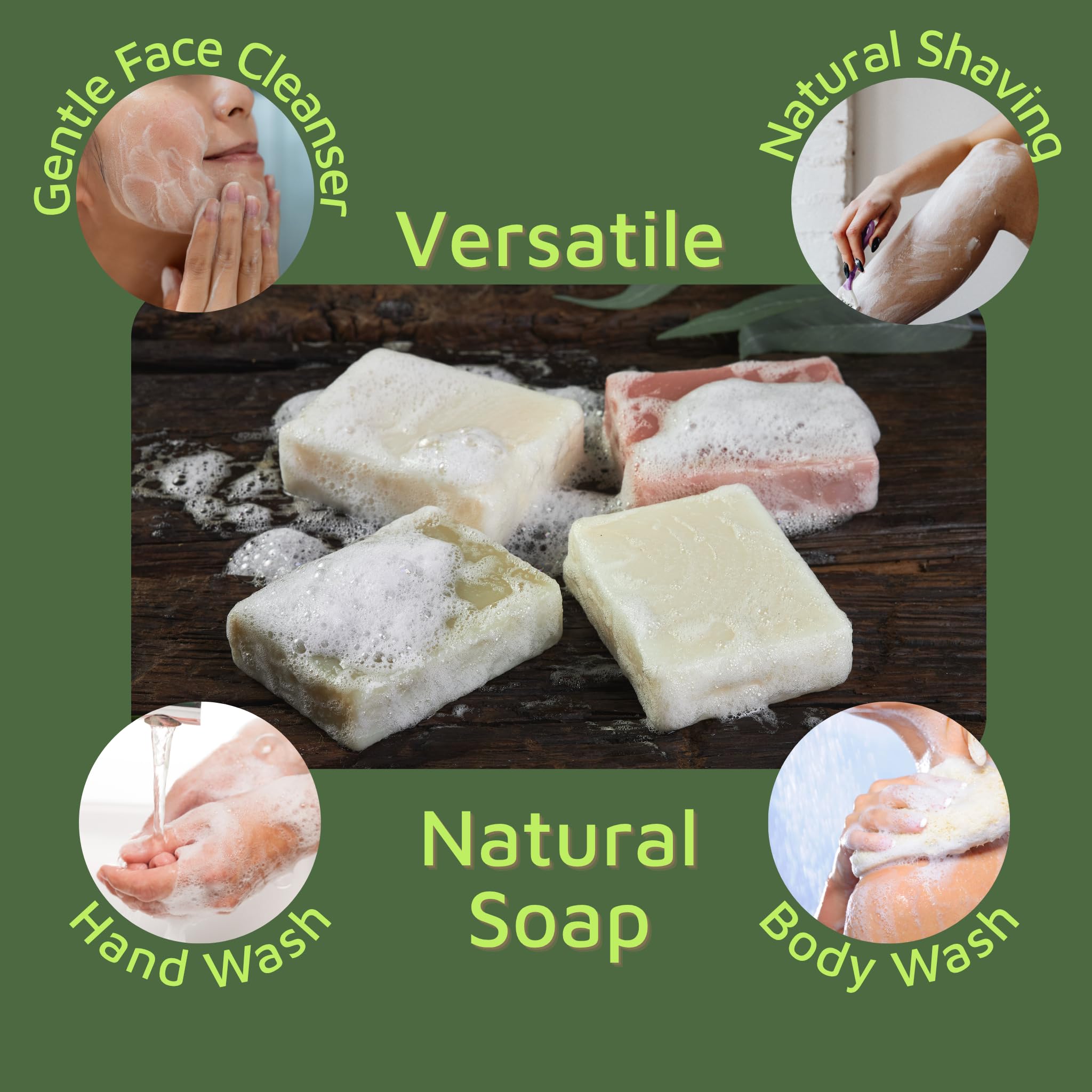 Natural Vegan Plant-Based Bar Soap with Coconut, Almond & Shea Butter