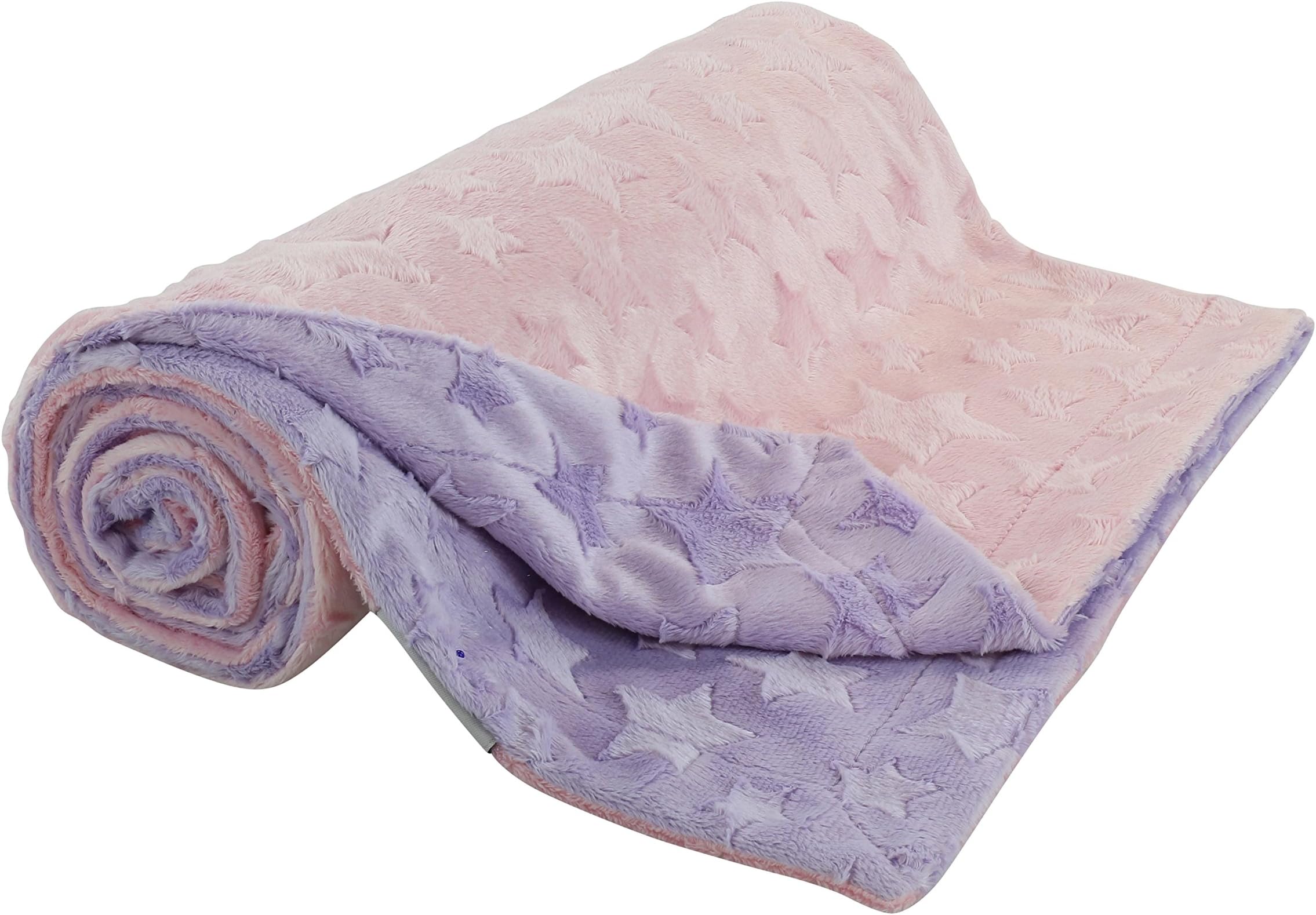 berry bebe Baby Blankets for Baby Girl, Ultra Soft and Cozy Mink Material with Star Design, Pink and Lavendar
