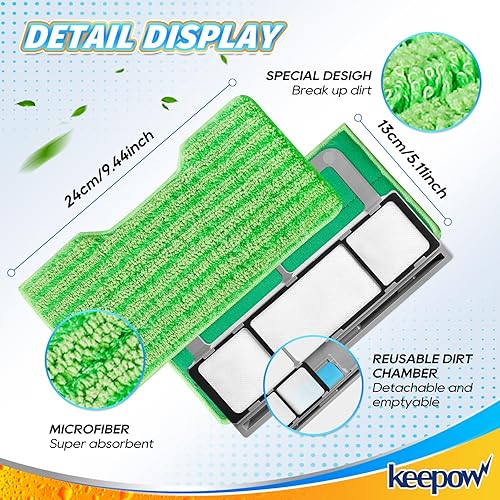 Miniatura 4 de KEEPOW Almohadillas de repuesto reutilizables para trapeador, almohadillas de repuesto compatibles con Shark Vac Mop VM252 VM200 VC205 VM250 QM250