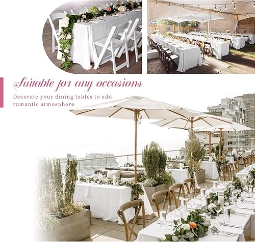 Miniatura 407 de Paquete de 8 manteles redondos blancos de 90 pulgadas, manteles redondos de poliéster lavables para mesa de tela decorativa resistente a