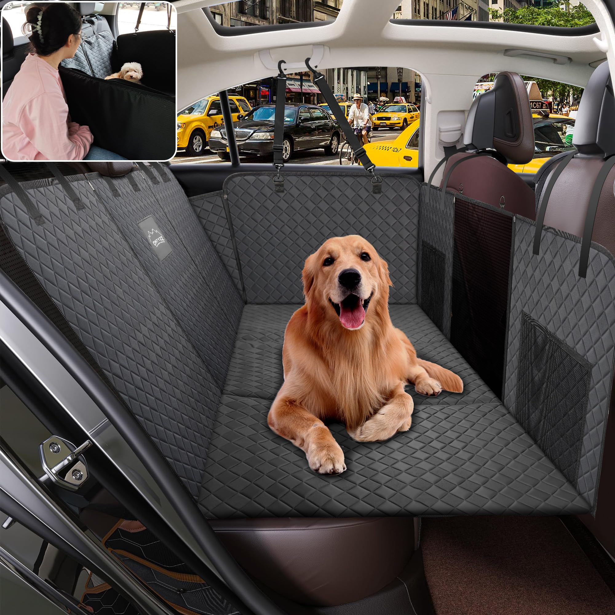 ONTYZZ Estensore per Sedile Posteriore per Cani Pelle PU coprisedile Auto per Cani con Fondo Rigido Antigraffio e Impermeabile Grande Rigido Telo Auto Animali per Auto e SUV
