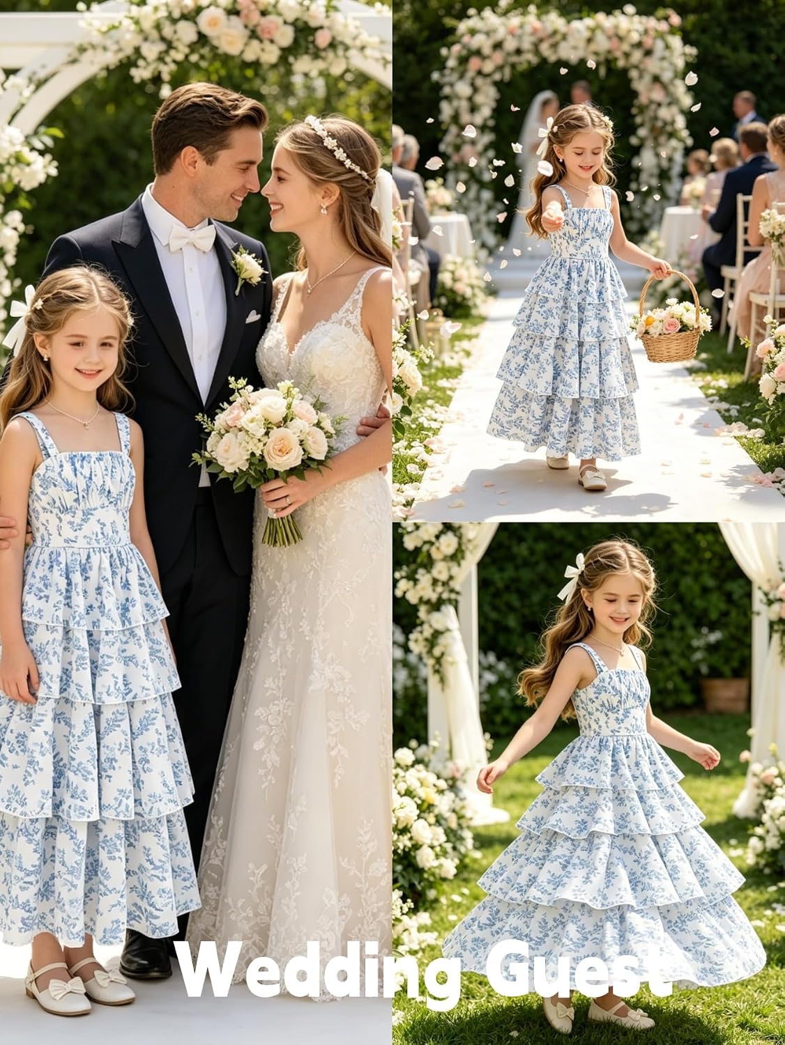 Verdusa Girl's Floral Layered Long Dress Tiered Sleeveless Tank Dress Summer Vacation Outfits