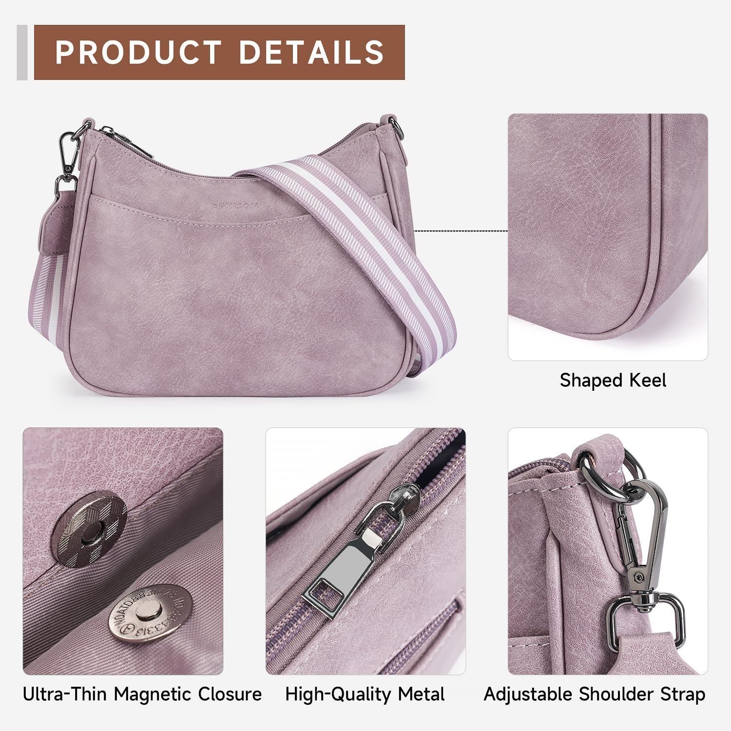 APHISON Trendy Leather Crossbody Purse with Adjustable Strap, Women's Shoulder Handbag - Image 5