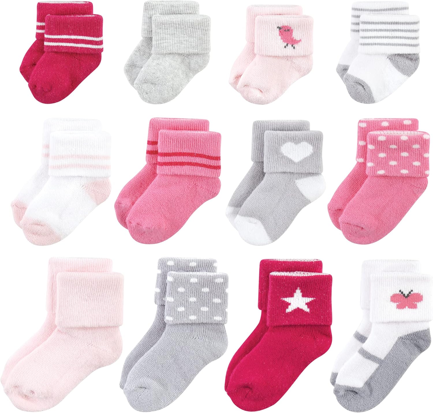Hudson Baby baby-girls Grow With Me Socks 12pk