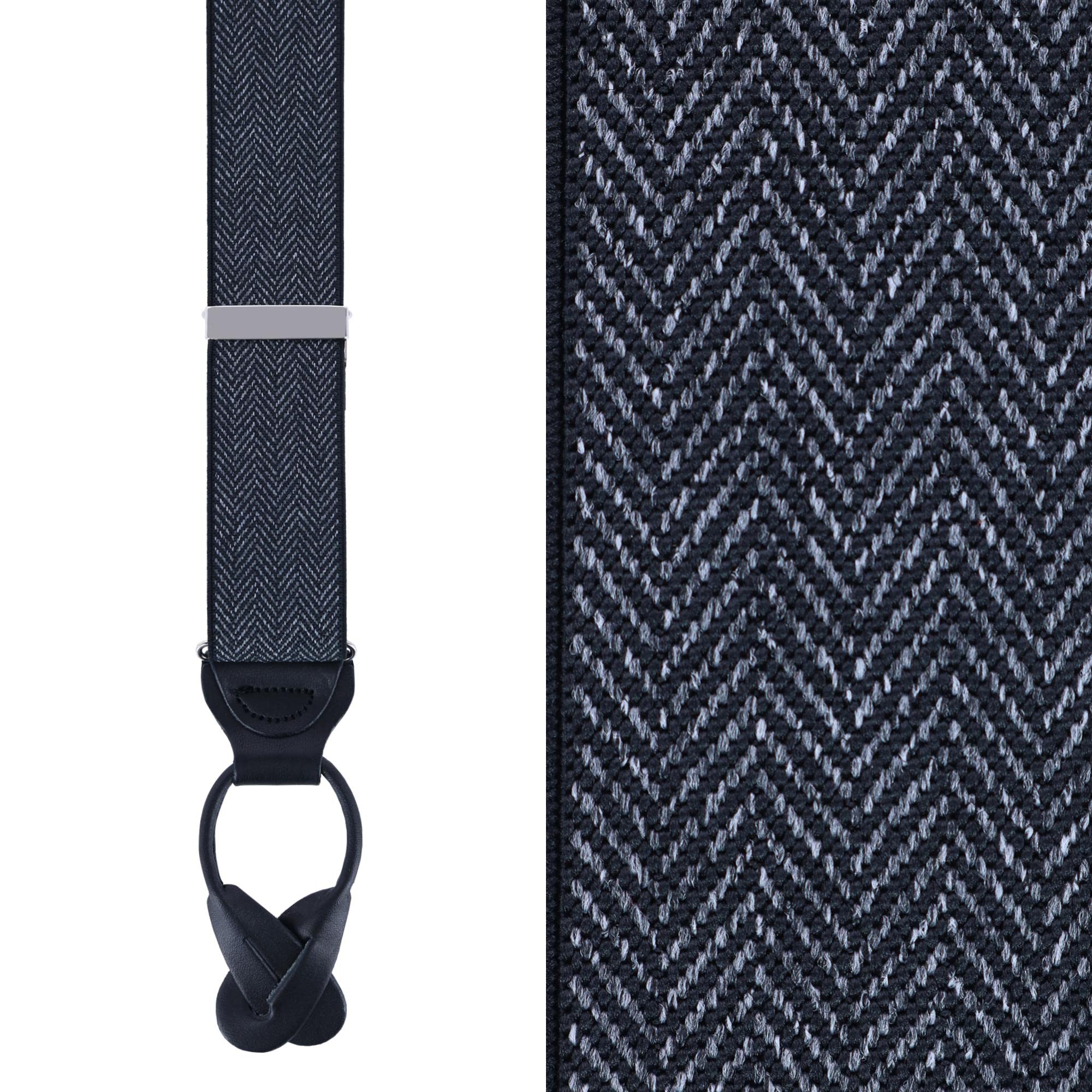 Trafalgar Men's Silas Classic Herringbone Elastic Button End Braces (Suspenders)