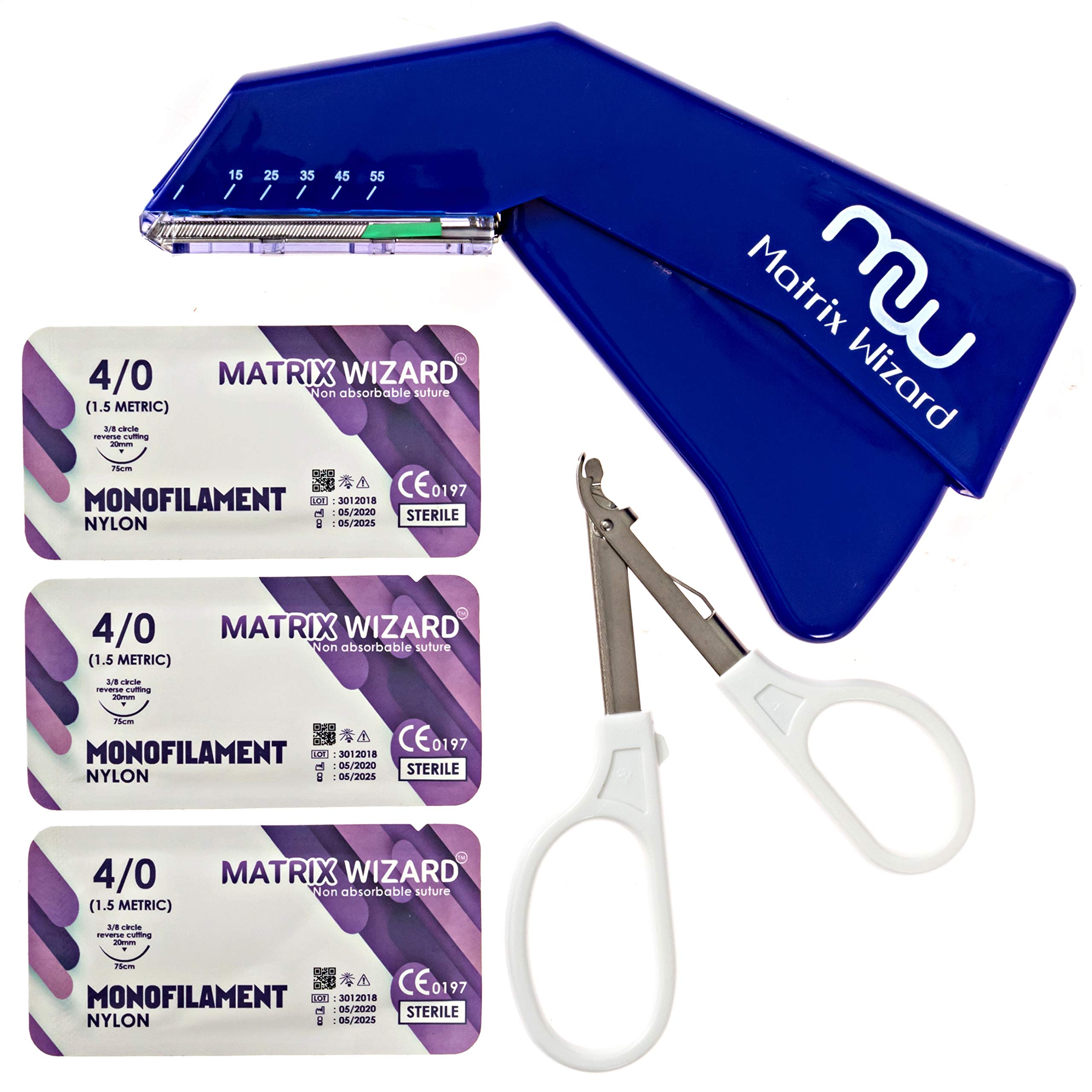 Disposable Skin Stapler with 55 Preloaded Wires Plus Stapler Remover