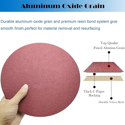 Miniatura 4 de Tonmp Lijadora radial de 9 pulgadas, lijadora manual de paneles de yeso de 9 pulgadas con gancho y bucle para limpieza y pulido de paredes (arena +