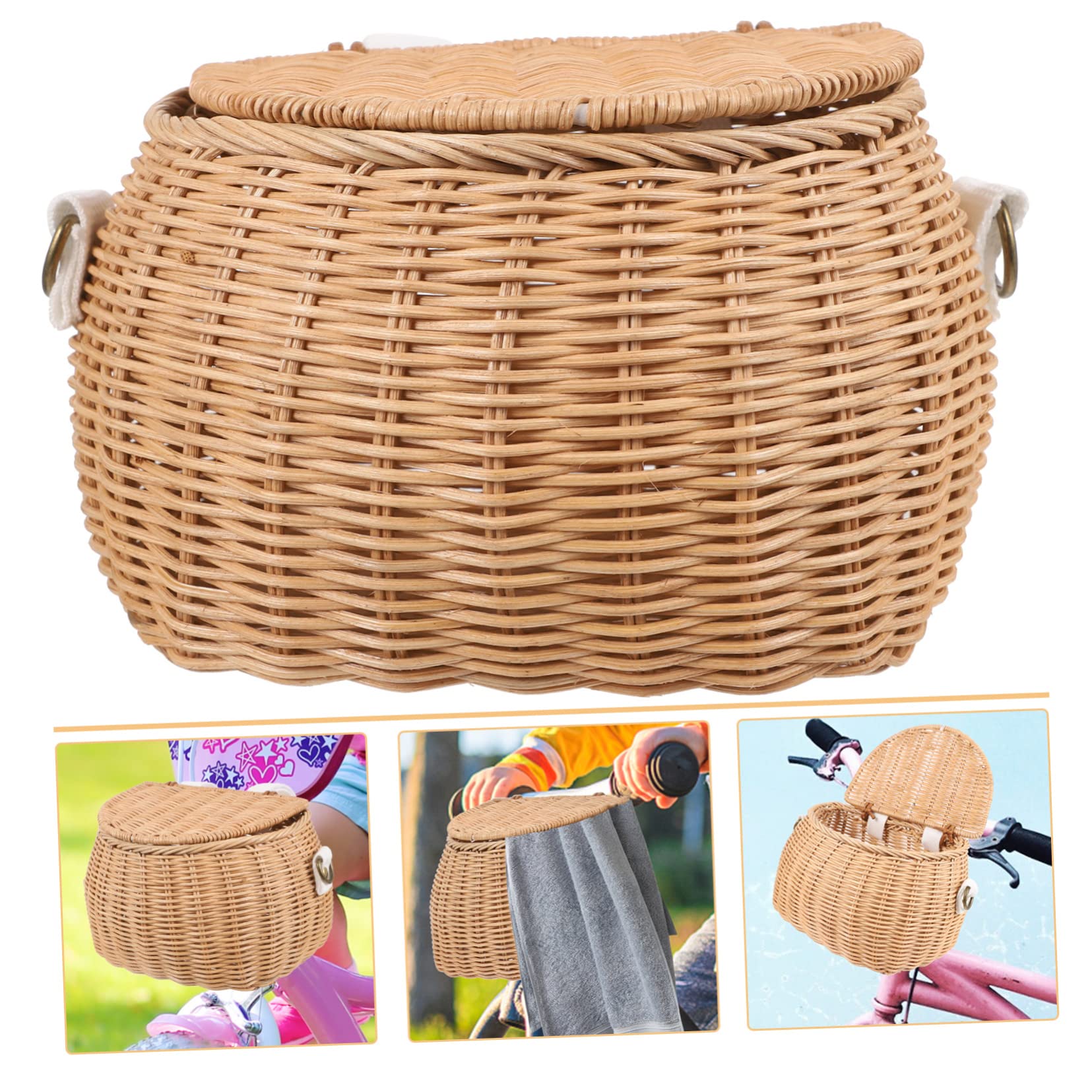Panier à Vélo pour Garçon et Filles 1 Pièce en Rotin Tressé Jaune | Rangement pour Gobelets et Serviettes, Structure Solide, Tenue Fiable, Usage Garçon et Filles, Finition en Tissu