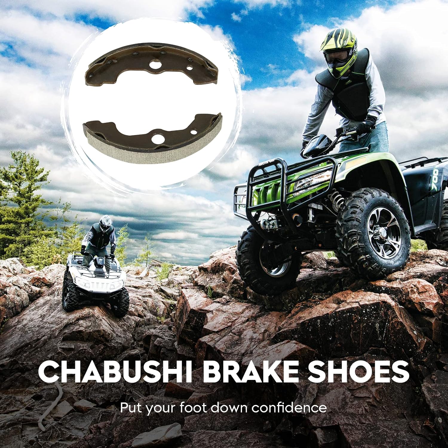 Brake Shoes with Brake Pads Front Rear for Honda Rincon TRX650FA 2003-2005, for Fourtrax TRX650FGA Gpscape 2004-2005 Brakes Drum Shoe Set