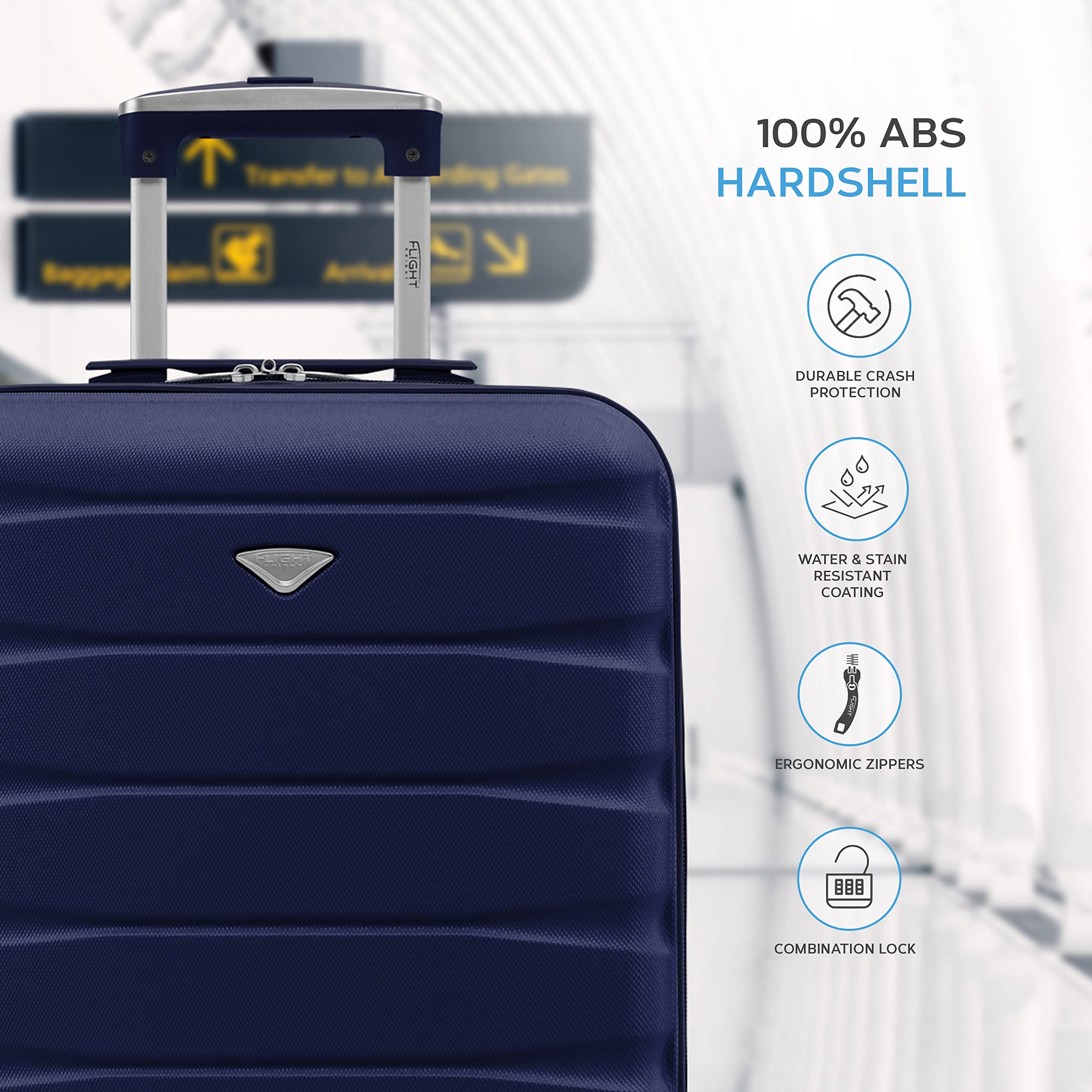 Flight Knight Cabin Suitcase 55x40x20 Ryanair Priority, EasyJet, Jet2 Lightweight Small Durable 4-Wheel Cabin Case, Carry-On for Over 60 Airlines, Hard Shell, 10kg Hand Luggage Bag (55 x 40 x 20 cm)