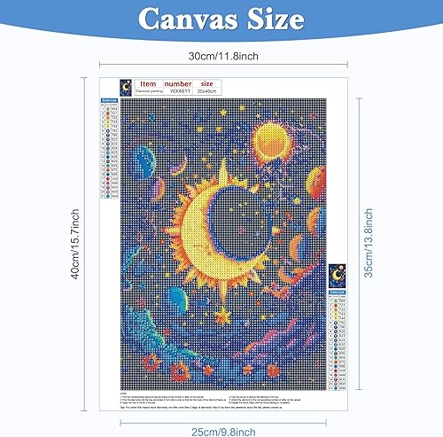 Miniatura 6 de Lxmsja Kits de pintura de diamantes de estrellas de luna para adultos, arte de diamantes para adultos principiantes, arte de gemas de diamantes para