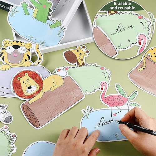 Miniatura 4 de Outus 45 piezas de recortes de animales de la selva, decoración de tablón de anuncios con temática de safari, figuras de animales versátiles con