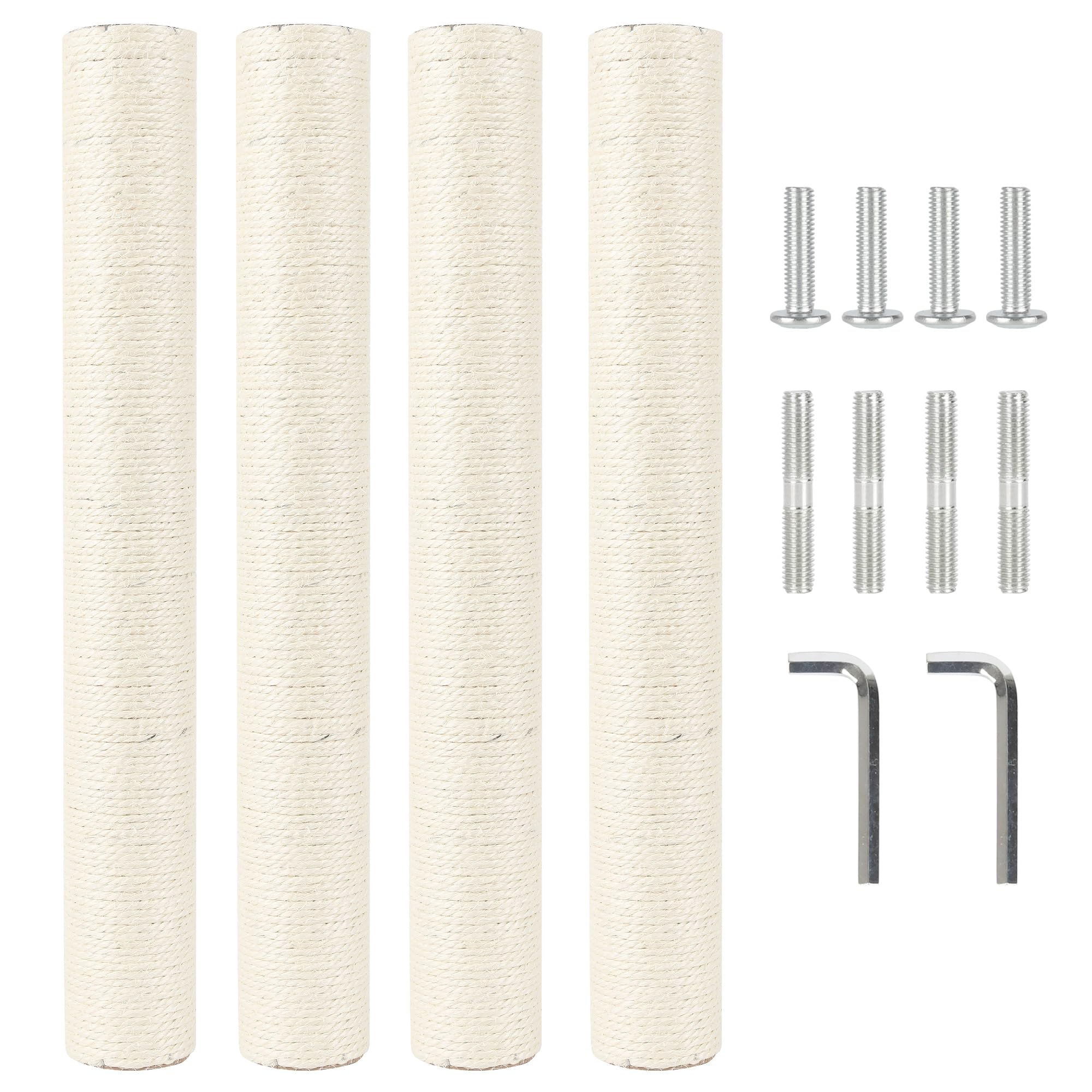 NEUMIHARO 4 Pcs 2.9in 7.4cm Diameter Scratching Post Replacement Sisal Pole for Cat Tree (M10, 21.7in/55cm)