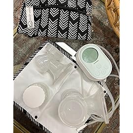 Sarah Wells Pumparoo Wet Dry Bag for Breast Pump Parts - Compact Organizer with Waterproof Pocket, Staging Mat & Fridge Hack - Machine Washable Pumping Accessory (Black & White)