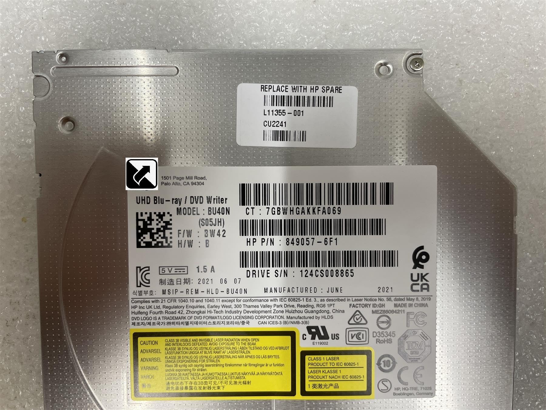 Pour L11355-001 849057-6F1 Lecteur optique ODD BU40N UHD Blu-Ray DVD Graveur Blu-ray Blu-Ray Disque Disque Blu-ray