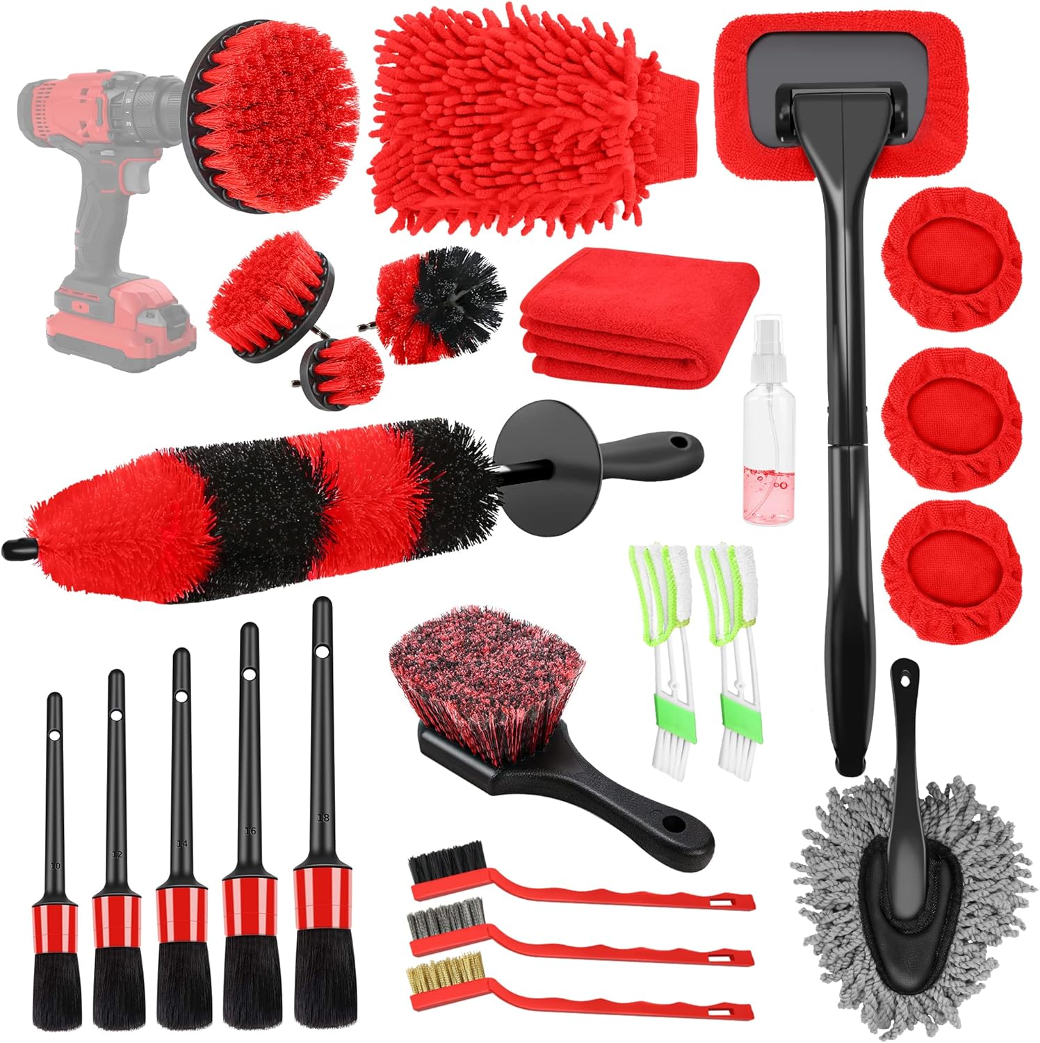25Pcs Car Detailing Brush Set, KOFANI Car Detailing Kit