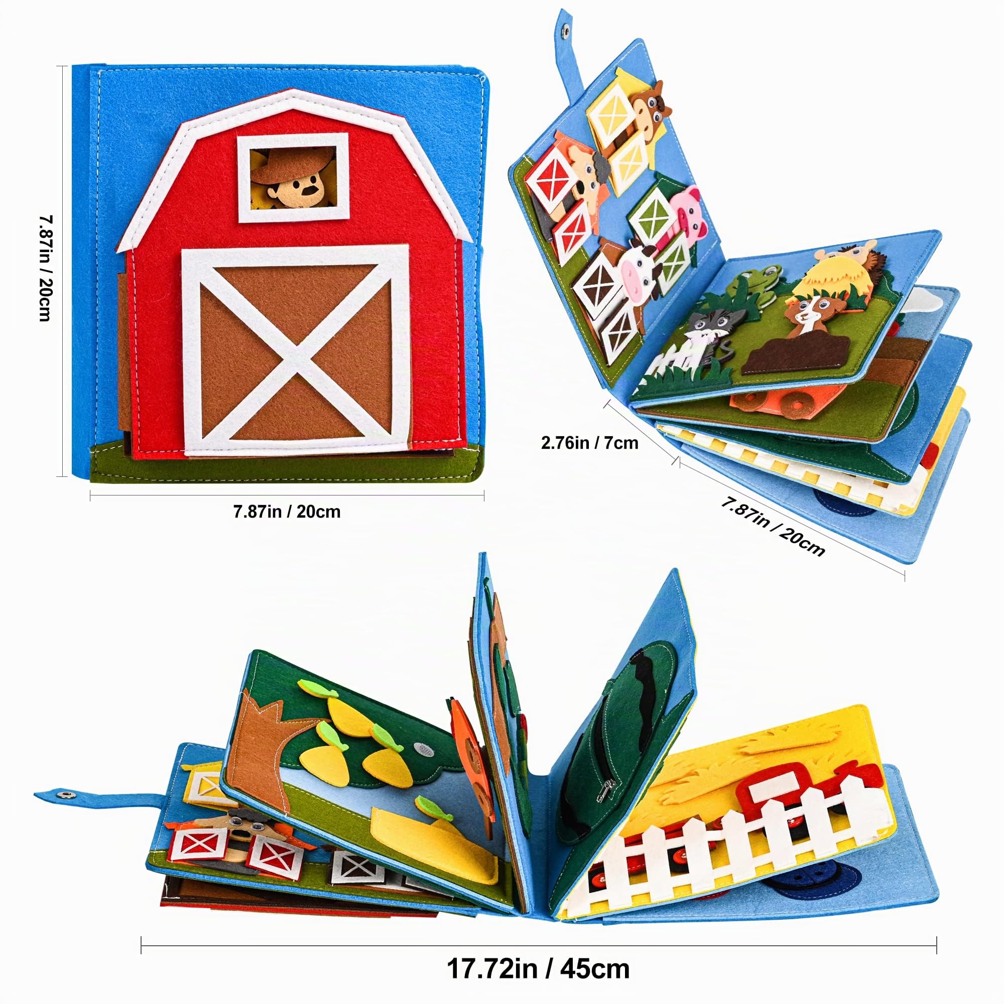 Quiet Book® | Libro di Lavoro in Feltro 3D Giocattolo educativo sensoriale | Bambini in età prescolare apprendimento Giocattolo sensoriale Busy Book | Morbido Feltro Busy Book